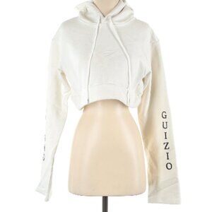 Danielle Guizio Oversized Hooded Crop Sweatshirt